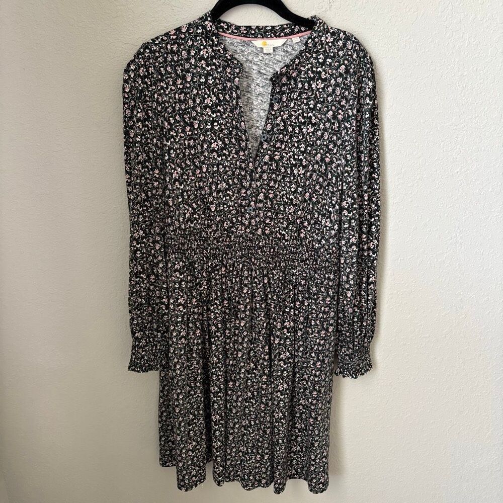 Boden Smocked Jersey Shirt Dress Size 10L